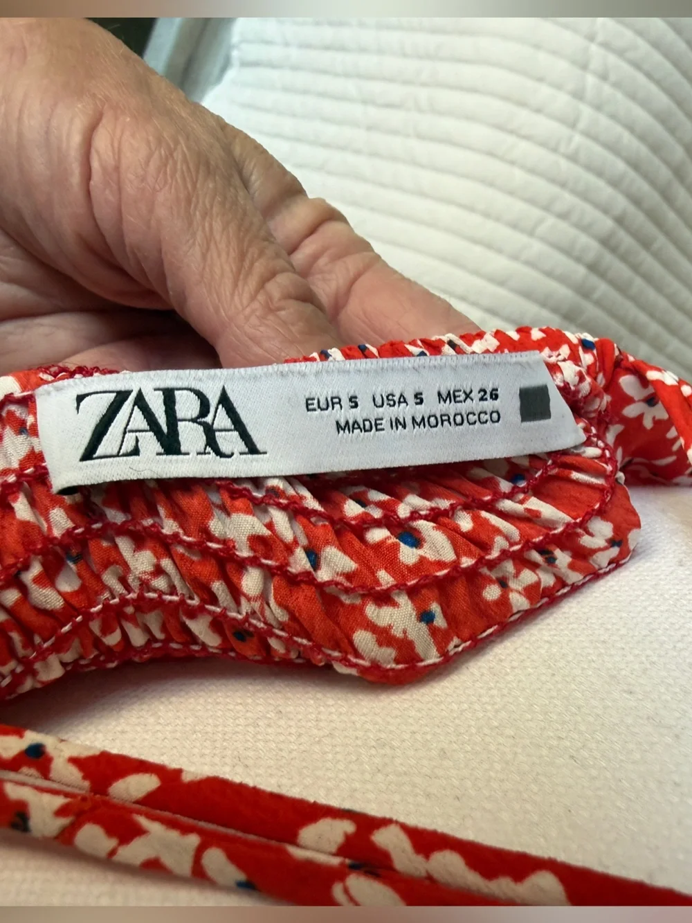Zara Red and White Floral Halter Mini Dress